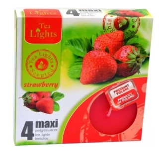 Tea Lights Maxi svíčky strawberry 4ks